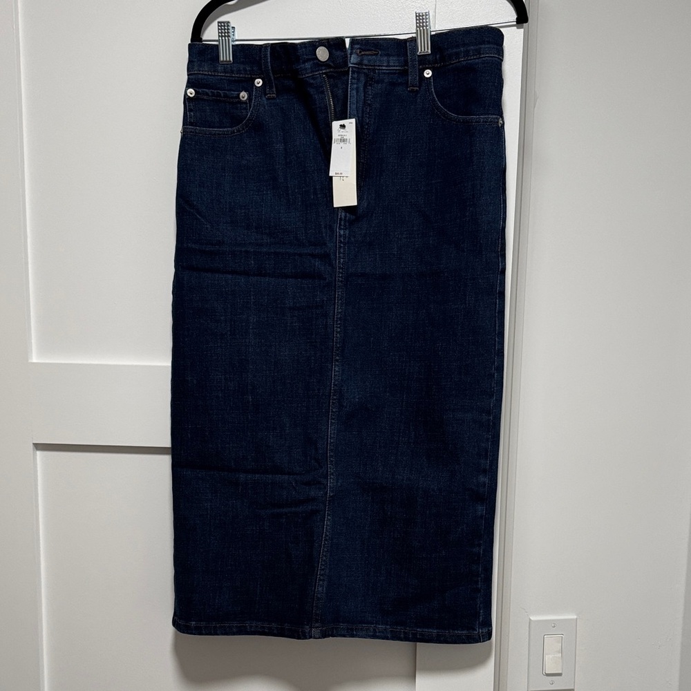 Dark Indigo Denim Midi Skirt